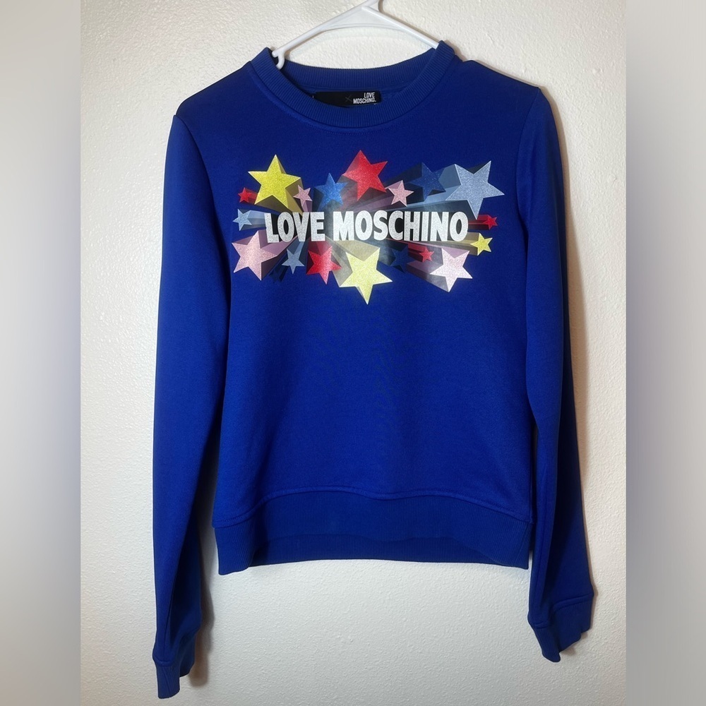 Love Moschino Girls Cotton Blue Crew Neck Sweatshirt Size 6